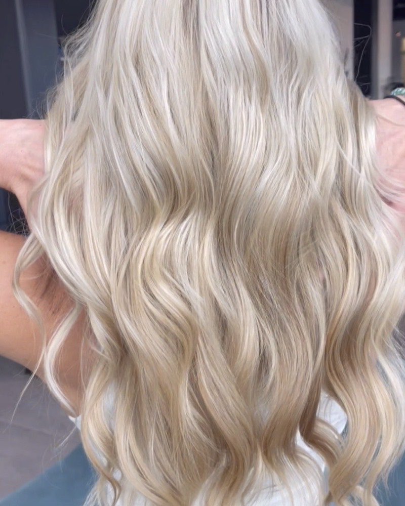 Icy blonde, cool-toned and glossed