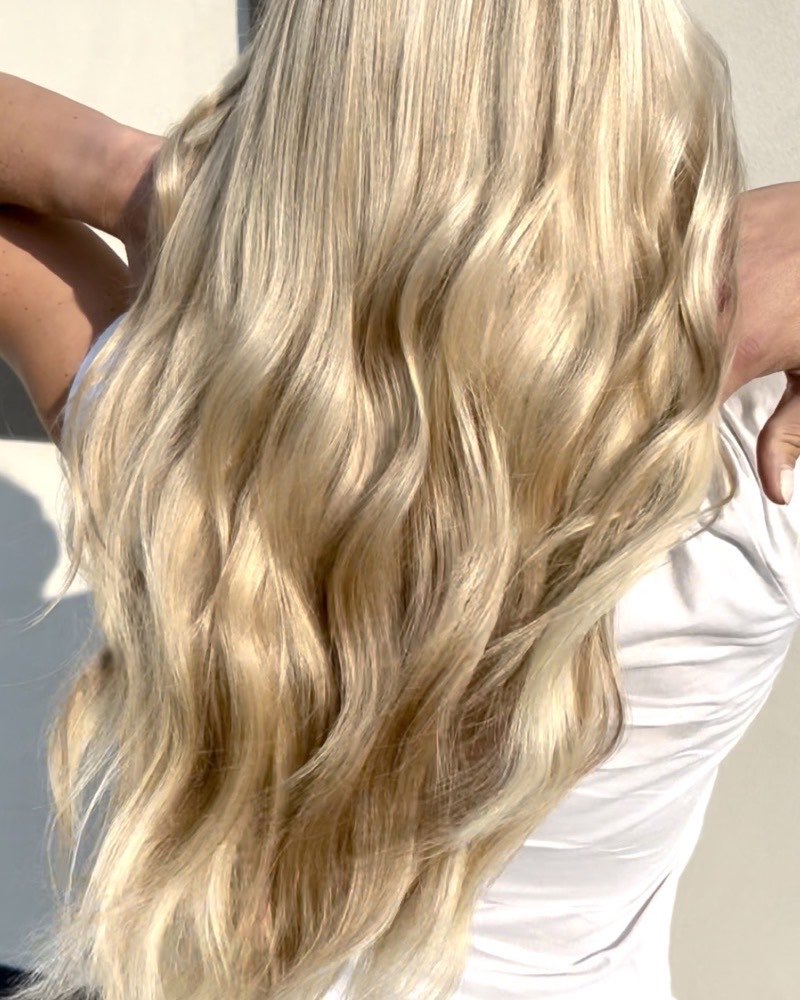 Lightened blonde, long and dimensional