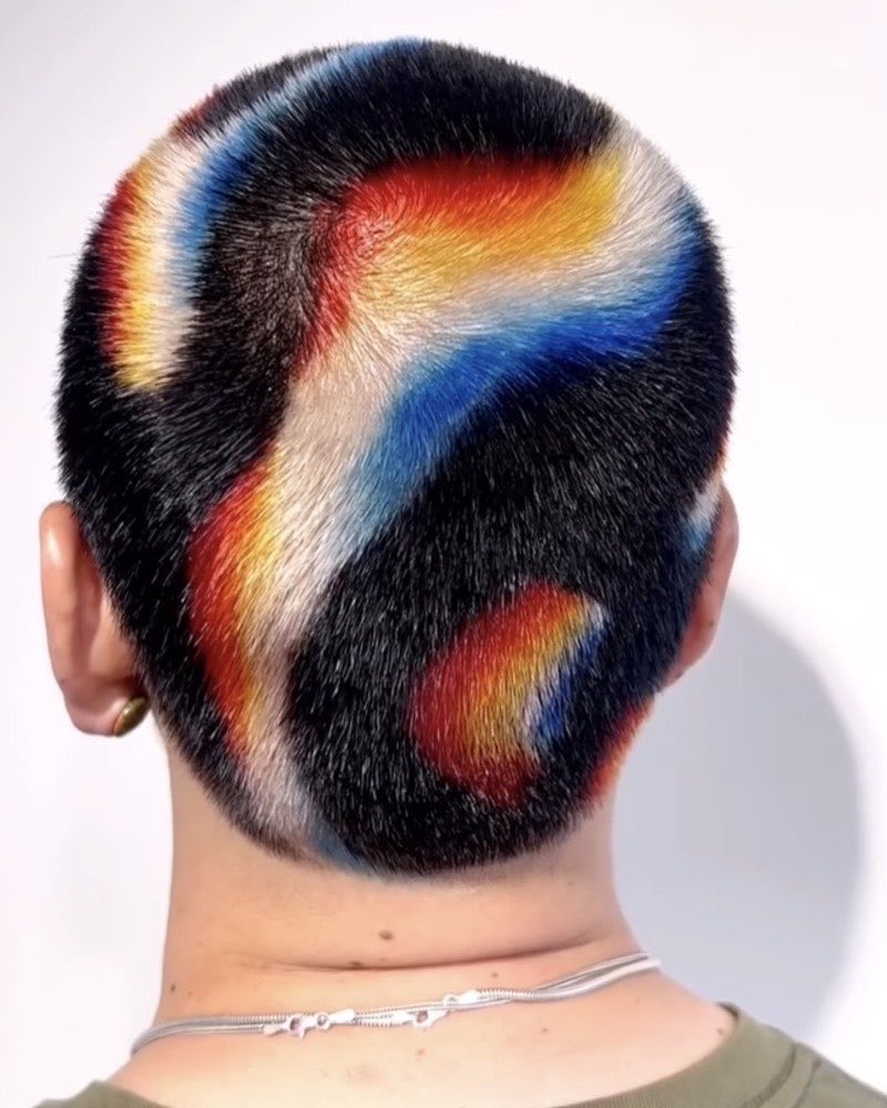 Clipper cut with vivid colour work