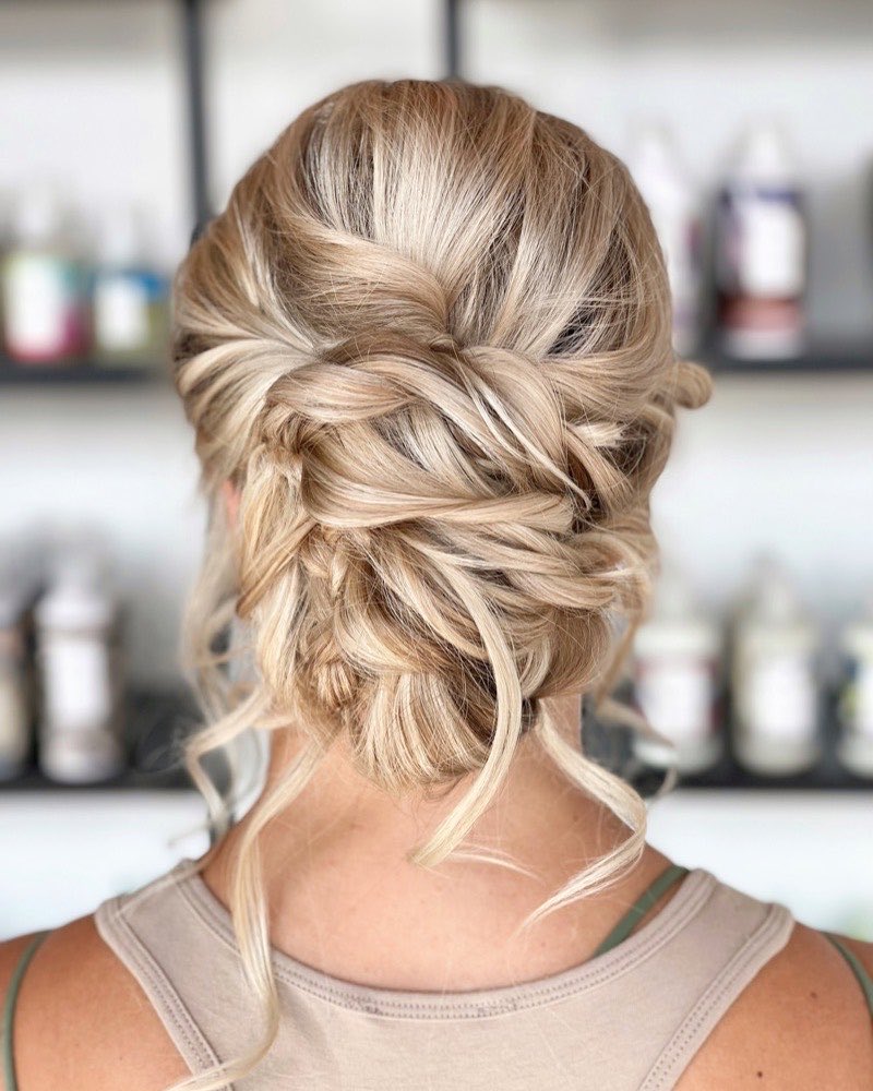 Textured low updo